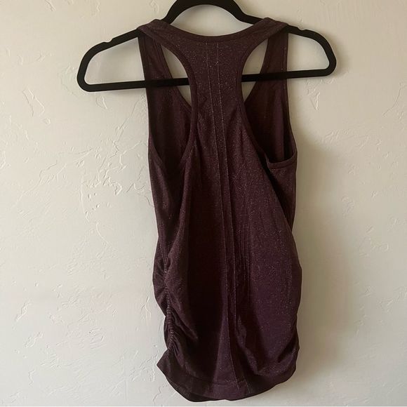 Athleta Speedlight Glow Sparkly Racerback Ruched Tank Top Purple Size S - Picture 5 of 5